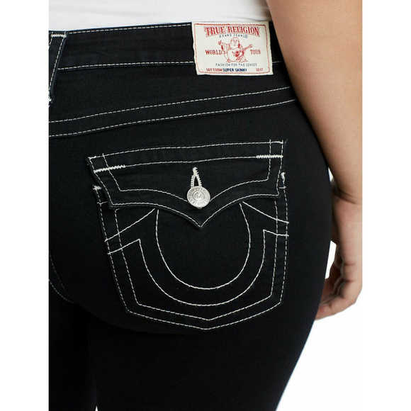 True Religion Women's Super Skinny Contour Stretch Jeans in Body Rinse Black - Picture 1 of 5